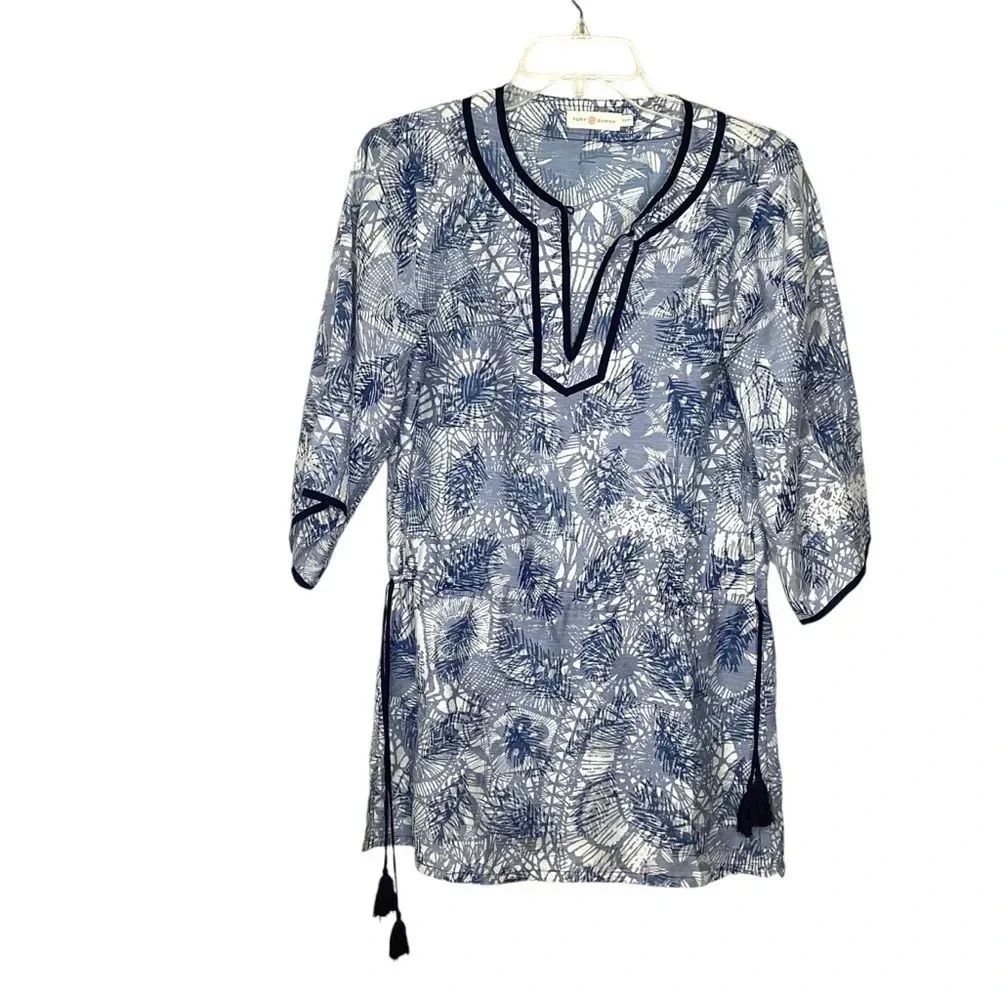 Tory‎ Burch Top/Swimsuit Cover Sz S Blue EUC